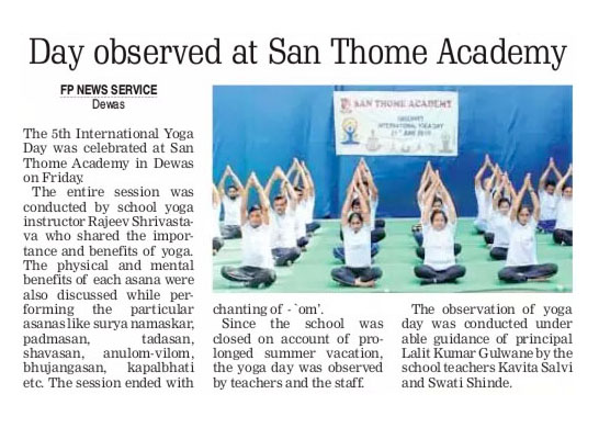 Day observed at San Thome Academy