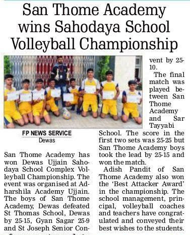 SAN THOME ACADEMY WINS SAHODAYA SCHOOL VOLLEYBALL CHAMPIONSHIP