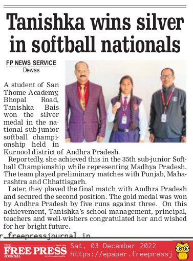 Tanishka wins Silver in Softball Nationals