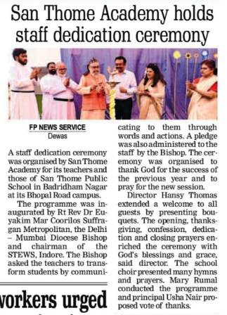 San Thome Academy holds staff dedication ceremony