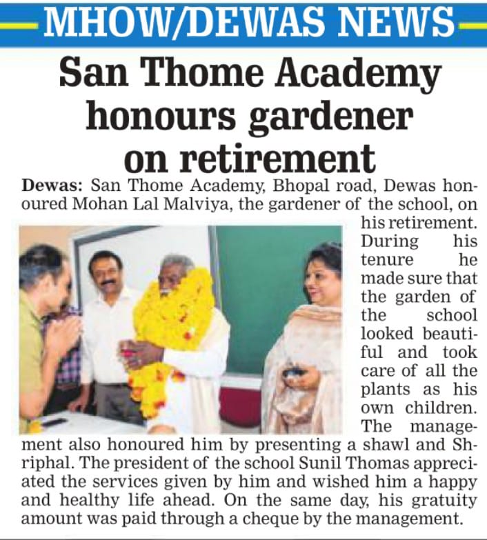 San Thome Academy honours gardener on retirement